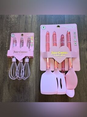 Juicy Couture Pink Silicone Kitchen Utensil & Whisk Set